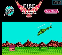 Title screen of the game Firehawk on Nintendo NES