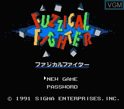 Title screen of the game Fuzzical Fighter on Nintendo NES