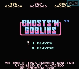Title screen of the game Ghost 'n Goblins on Nintendo NES