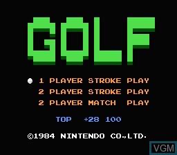 Title screen of the game Golf on Nintendo NES