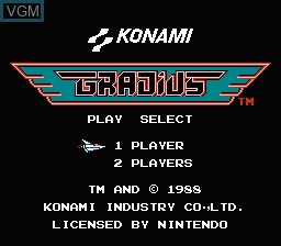 Title screen of the game Gradius on Nintendo NES