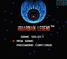Title screen of the game Guardian Legend, The on Nintendo NES