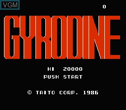 Title screen of the game Gyrodine on Nintendo NES