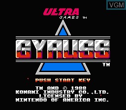 Title screen of the game Gyruss on Nintendo NES