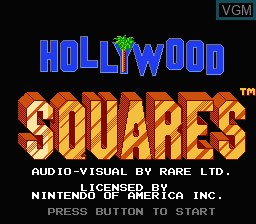 Title screen of the game Hollywood Squares on Nintendo NES