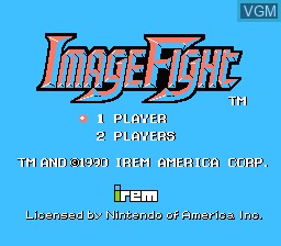 Title screen of the game Image Fight on Nintendo NES
