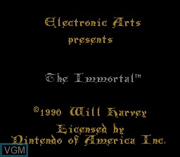Title screen of the game Immortal, The on Nintendo NES