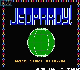 Title screen of the game Jeopardy! on Nintendo NES