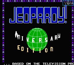 Title screen of the game Jeopardy! 25th Anniversary Edition on Nintendo NES
