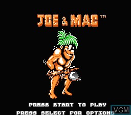 Title screen of the game Joe & Mac - Caveman Ninja on Nintendo NES