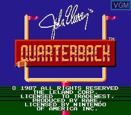 Title screen of the game John Elway's Quarterback on Nintendo NES