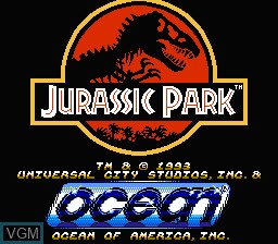 Title screen of the game Jurassic Park on Nintendo NES