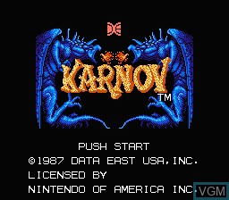 Title screen of the game Karnov on Nintendo NES