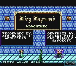 Title screen of the game King Neptune's Adventure on Nintendo NES