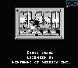 Title screen of the game KlashBall on Nintendo NES