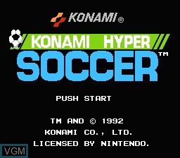 Title screen of the game Konami Hyper Soccer on Nintendo NES
