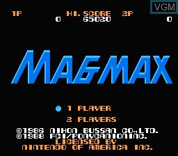 Title screen of the game MagMax on Nintendo NES