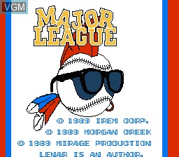 Title screen of the game Major League on Nintendo NES