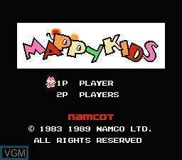 Title screen of the game Mappy Kids on Nintendo NES
