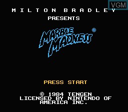 Title screen of the game Marble Madness on Nintendo NES
