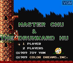 Title screen of the game Master Chu and the Drunkard Hu on Nintendo NES
