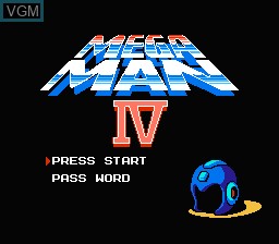 Title screen of the game Mega Man 4 on Nintendo NES