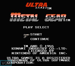 Title screen of the game Metal Gear on Nintendo NES