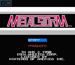 Title screen of the game Metal Storm on Nintendo NES