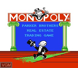 Title screen of the game Monopoly on Nintendo NES