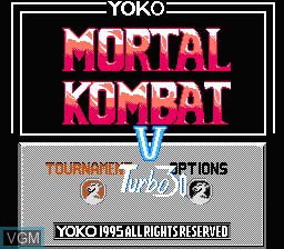 Title screen of the game Mortal Kombat V Turbo 30 People on Nintendo NES