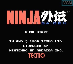 Title screen of the game Ninja Gaiden on Nintendo NES