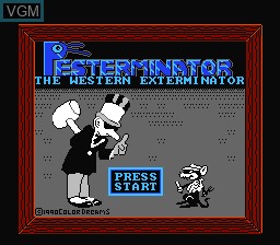 Title screen of the game Pesterminator - The Western Exterminator on Nintendo NES
