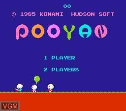 Title screen of the game Pooyan on Nintendo NES