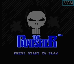 Title screen of the game Punisher, The on Nintendo NES