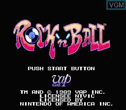 Title screen of the game Rock'n' Ball on Nintendo NES