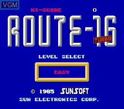 Title screen of the game Route-16 Turbo on Nintendo NES