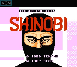 Title screen of the game Shinobi on Nintendo NES
