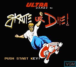 Title screen of the game Skate or Die on Nintendo NES