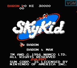 Title screen of the game Sky Kid on Nintendo NES