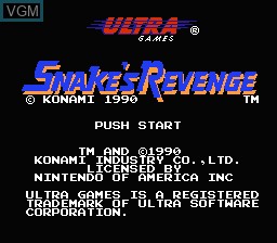 Title screen of the game Snake's Revenge on Nintendo NES