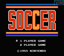 Title screen of the game Soccer on Nintendo NES