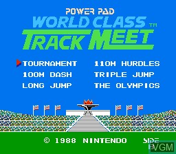 Title screen of the game Super Mario Bros. + Duck Hunt + World Class Track Meet on Nintendo NES