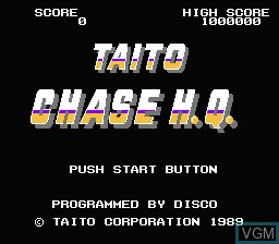 Title screen of the game Chase H.Q. on Nintendo NES