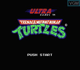Title screen of the game Teenage Mutant Ninja Turtles on Nintendo NES