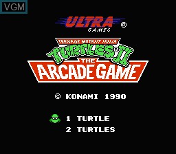 Title screen of the game Teenage Mutant Ninja Turtles II - The Arcade Game on Nintendo NES
