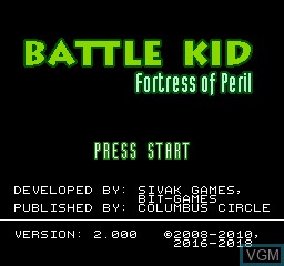 Title screen of the game Battle Kid - Fortress of Peril on Nintendo NES