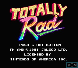 Title screen of the game Totally Rad on Nintendo NES