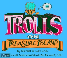 Title screen of the game Trolls on Treasure Island on Nintendo NES