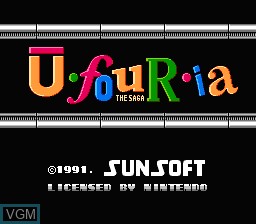 Title screen of the game U-four-ia - The Saga on Nintendo NES