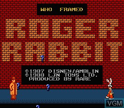 Title screen of the game Who Framed Roger Rabbit on Nintendo NES